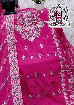 PINK ORGANZA EMBROIDERED SALWAR KAMEEZ 4