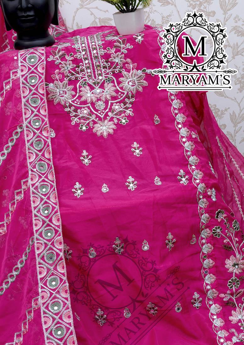 PINK ORGANZA EMBROIDERED SALWAR KAMEEZ