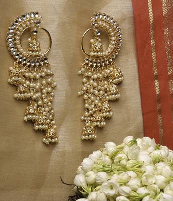White Pearl Dangler Chandbali 1