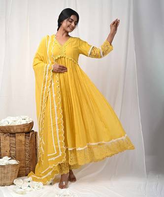 Yellow anarkali lace set 3