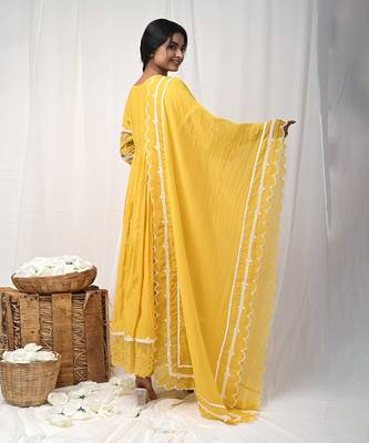 Yellow anarkali lace set 5