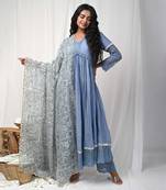 Grey  lace anarkali