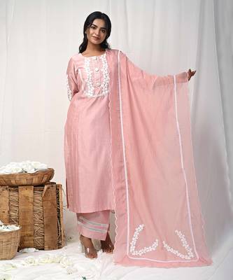 Dusty peach back button suit set 2