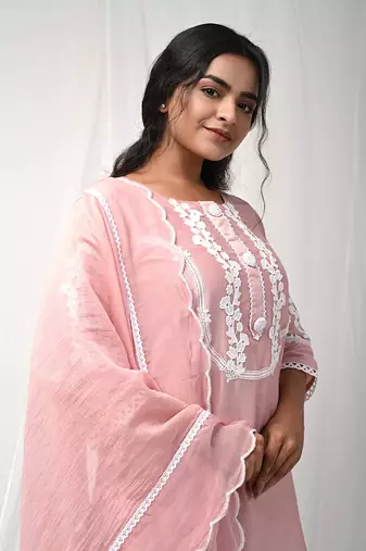 Dusty peach back button suit set