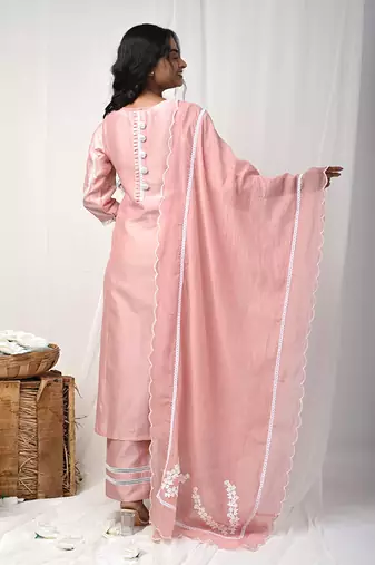 Dusty peach back button suit set