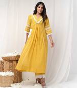 Yellow chanderi kurta set