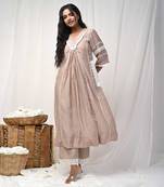 Beige chanderi kurta set
