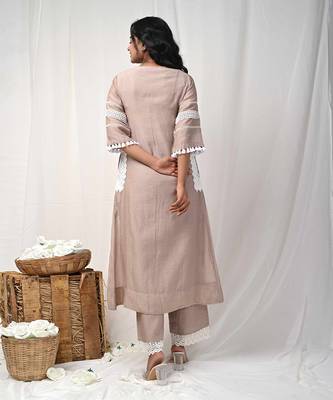 Beige chanderi kurta set 5