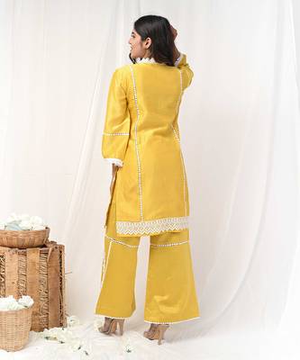 Yellow chanderi kurta set 5