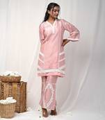 Dusty peach chanderi kurta set
