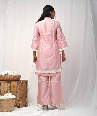 Dusty peach chanderi kurta set 5