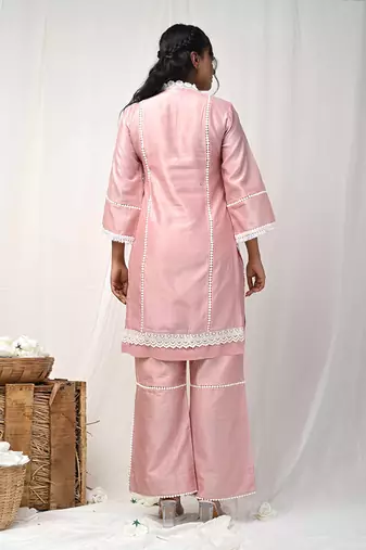 Dusty peach chanderi kurta set