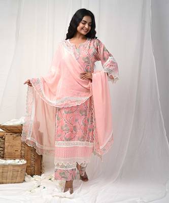 Peach printed suit set 1