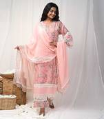 Peach printed suit set