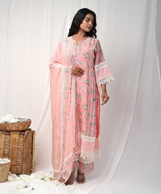 Peach printed suit set 2