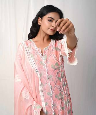Peach printed suit set 4