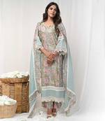 Dusty green printed suit set