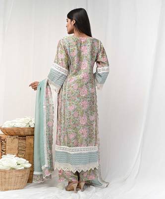Dusty green printed suit set 5