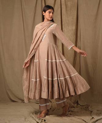 Beige side tier anarkali 2