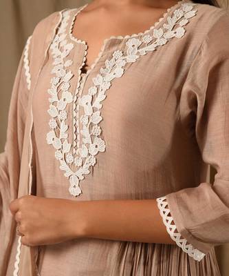 Beige side tier anarkali 4