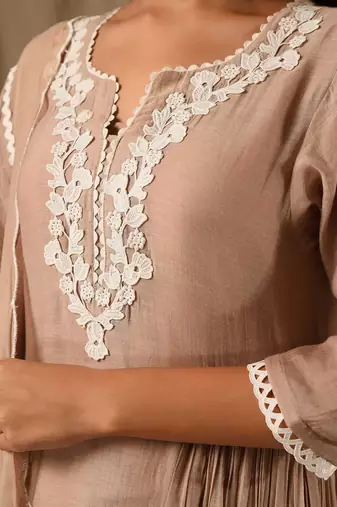Beige side tier anarkali