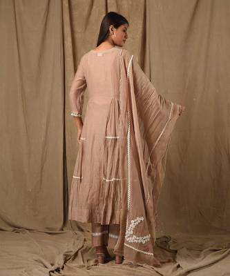 Beige side tier anarkali 5