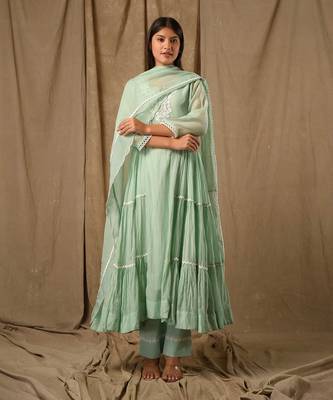 Dusty green tier anarkali 1