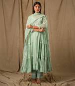 Dusty green tier anarkali