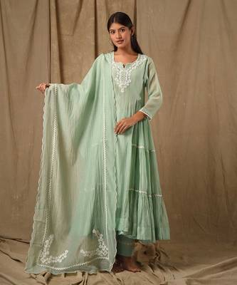 Dusty green tier anarkali 2