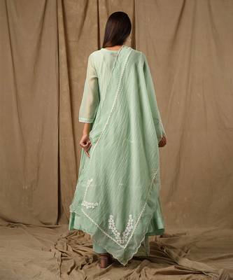 Dusty green tier anarkali 5