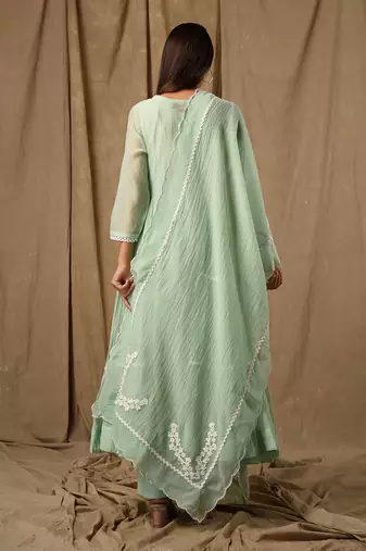 Dusty green tier anarkali