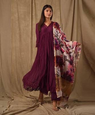 Purple digitally printed anarkali 1