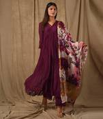 Purple digitally printed anarkali