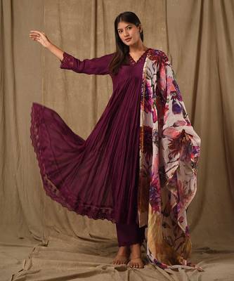 Purple digitally printed anarkali 2