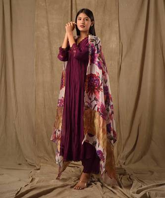 Purple digitally printed anarkali 3