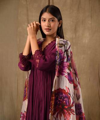 Purple digitally printed anarkali 4