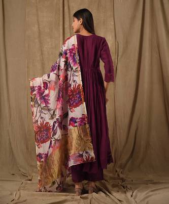 Purple digitally printed anarkali 5