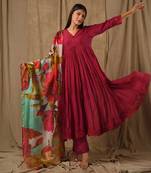 Deep magenta digitally printed anarkali