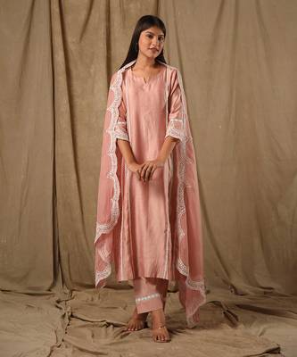 Dusty peach a line suit set 1
