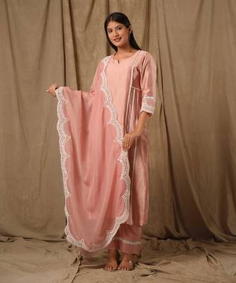 Dusty peach a line suit set 2