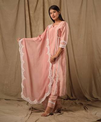 Dusty peach a line suit set 3