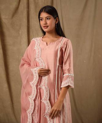 Dusty peach a line suit set 4