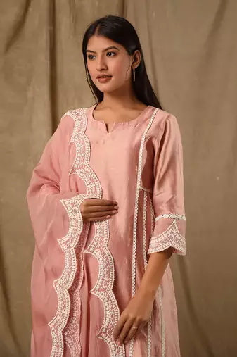Dusty peach a line suit set