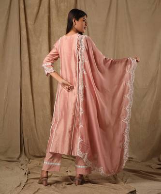 Dusty peach a line suit set 5