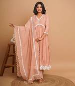 Dusty peach button anarkali