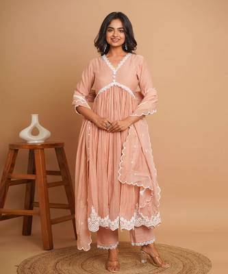 Dusty peach button anarkali 2