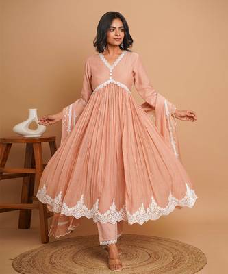 Dusty peach button anarkali 3
