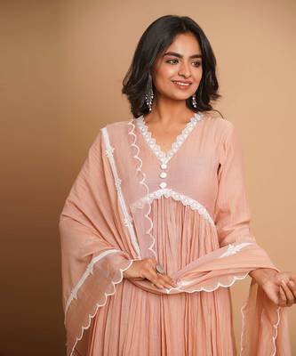 Dusty peach button anarkali 4
