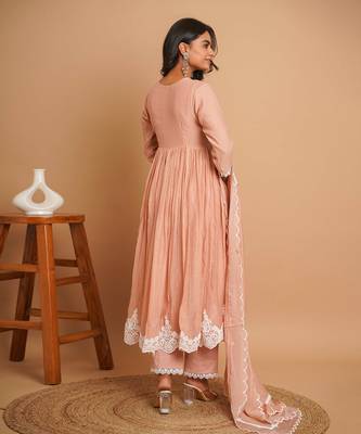 Dusty peach button anarkali 5