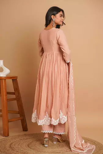Dusty peach button anarkali